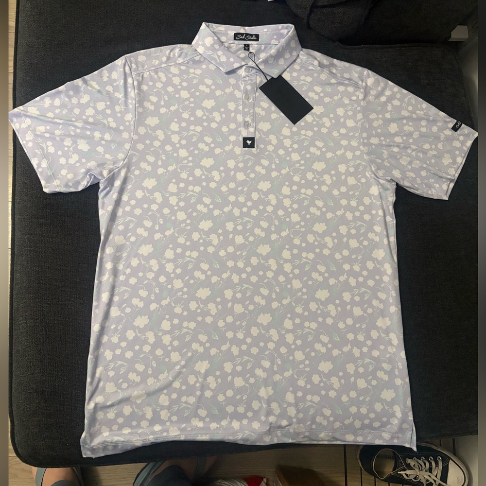 NWT Bad Birdie Baby Lush Golf Purple White Polo Shirt Mens sizes